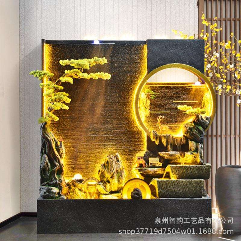 双面假山喷泉流水器屏风水幕墙鱼缸客厅茶室庭院阳台流水生财摆件