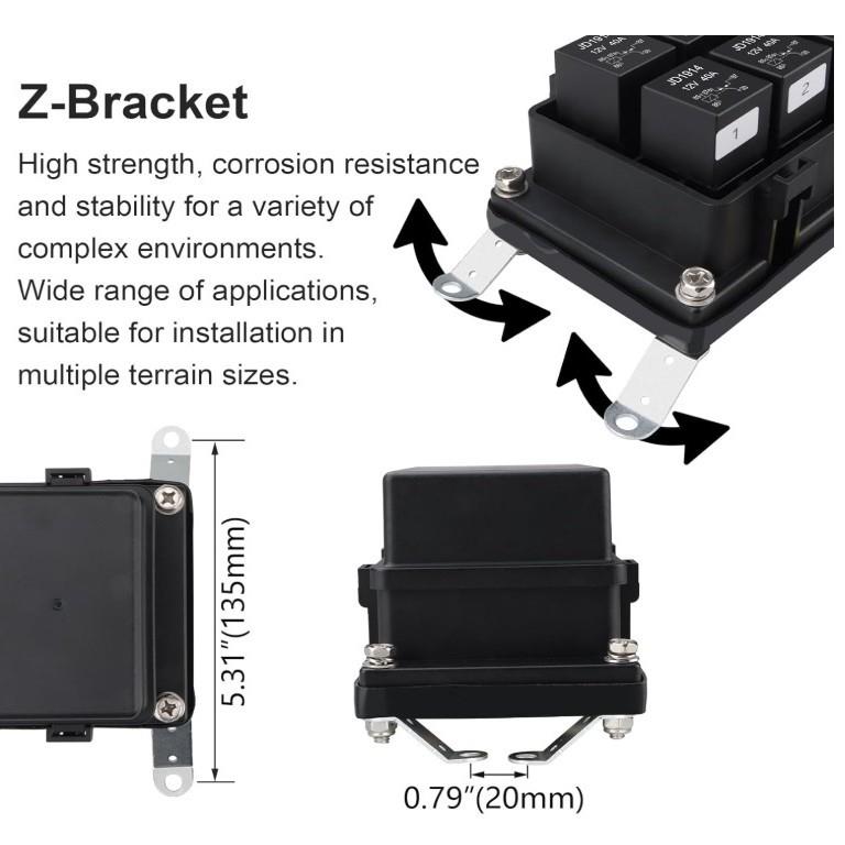 12V24V防水保险丝继电器盒6路预接线防水继电器盒带线束套件