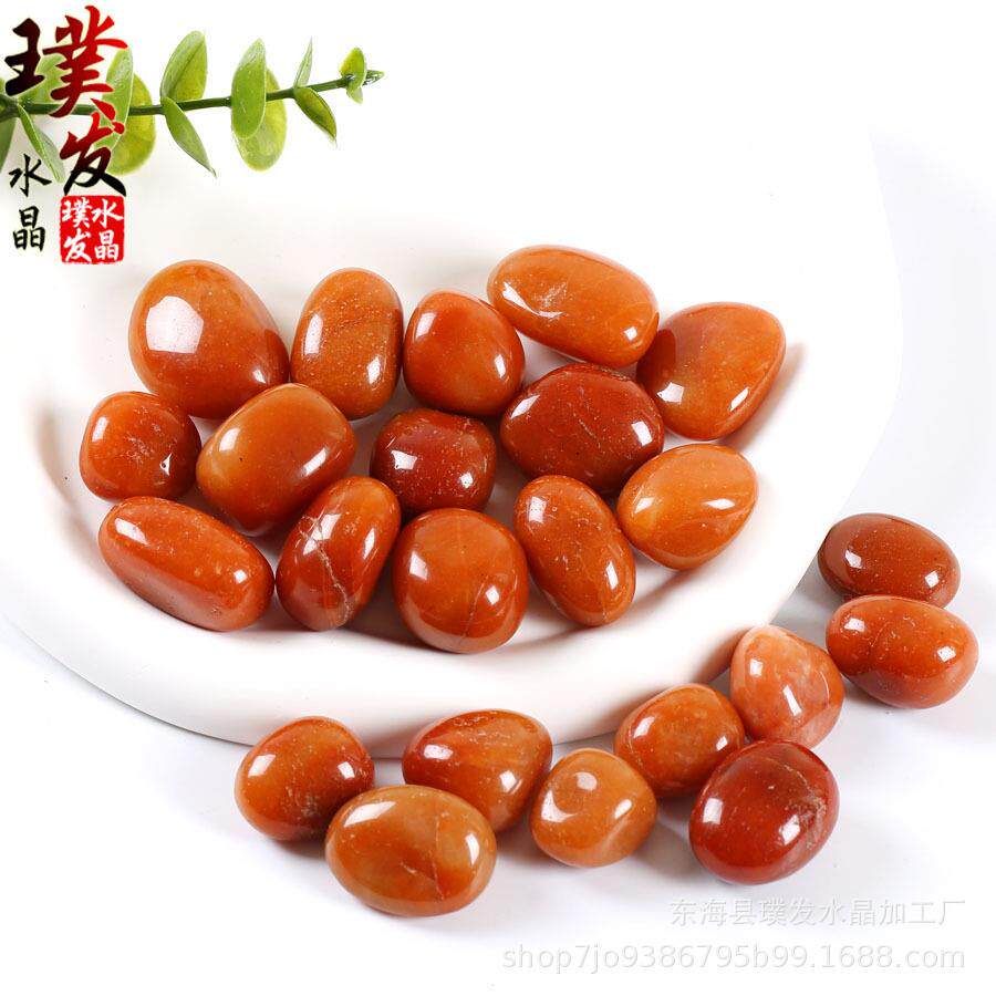 天然红东陵滚石 大颗粒东陵玉水晶碎石摆件 鱼缸石景观装饰