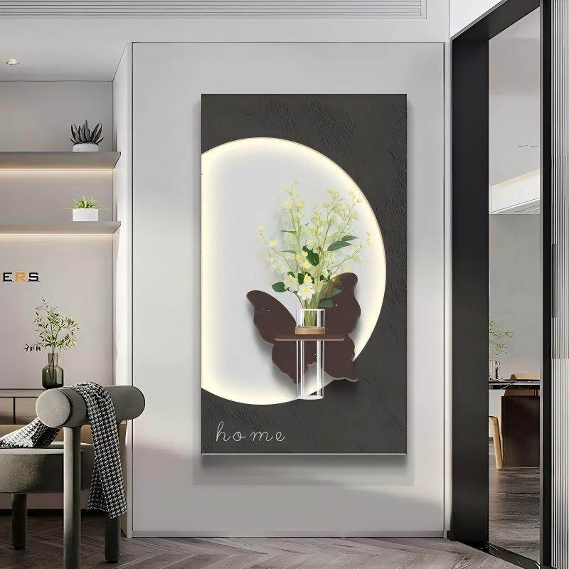 2025新款水培绿植入户玄关装饰画轻奢走廊过道挂画壁画简约实木画