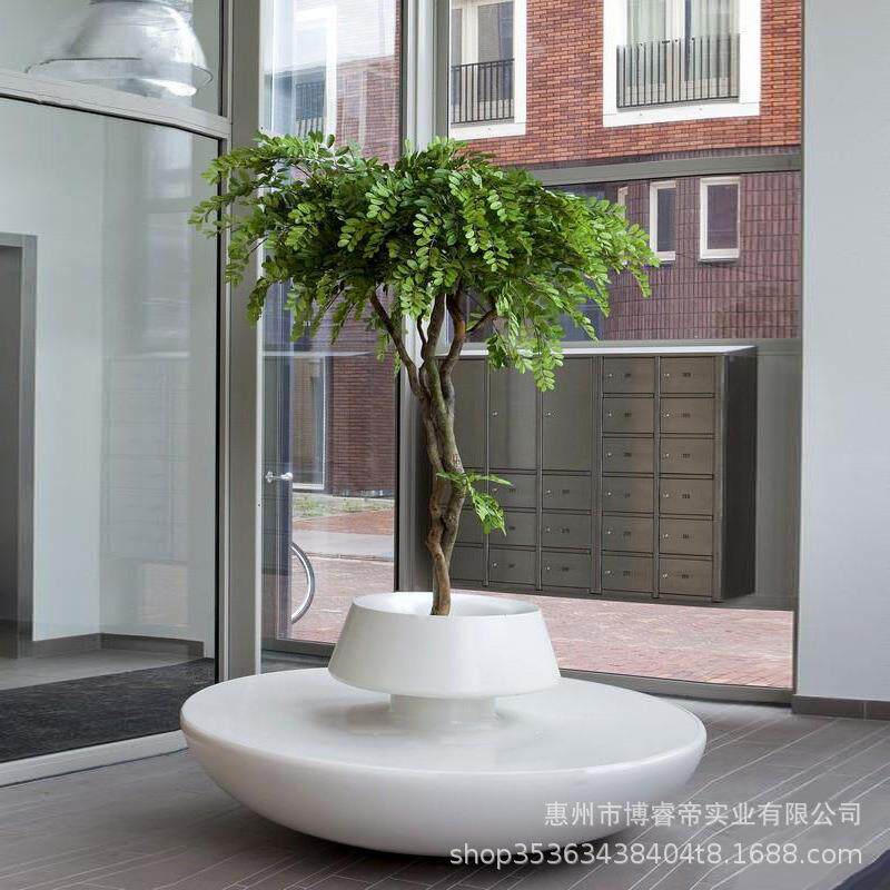 玻璃钢休闲椅商场商业街创意花盆座椅户外广场防水菠萝格花盆树池