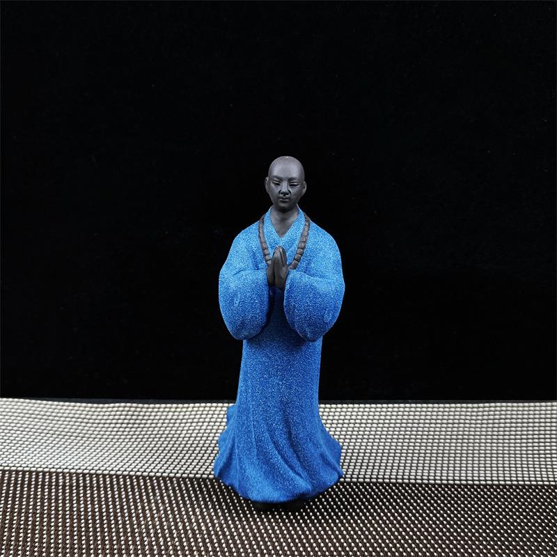 海鲜姿造摆盘装饰工艺品创意意境点缀盘饰品小和尚摆件冰盘装饰品