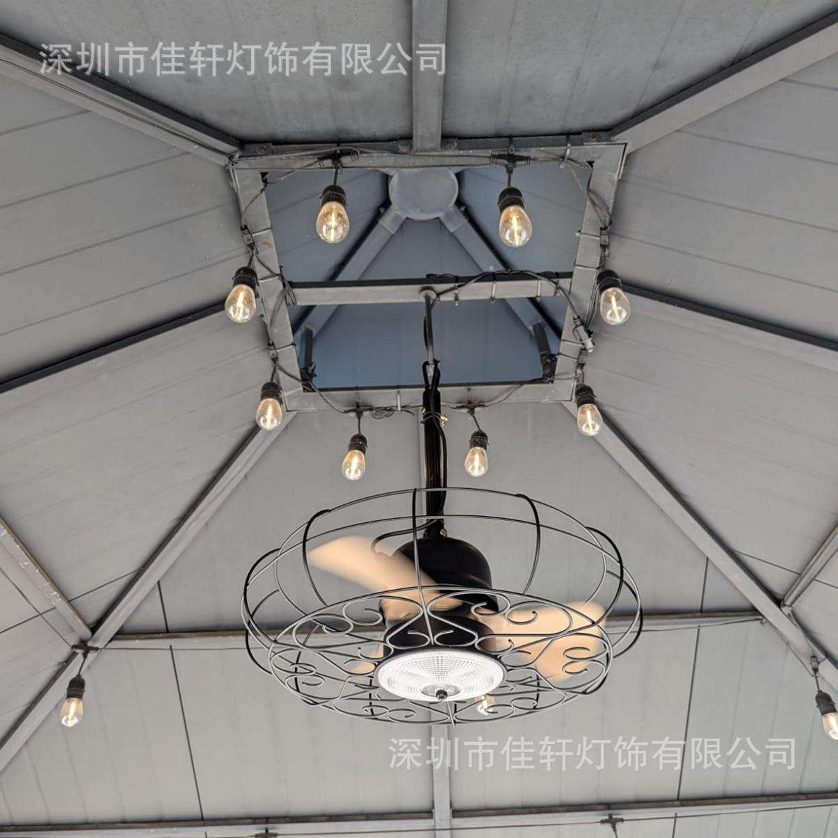 跨境户外走廊天台吊扇灯美式田园吊扇寸防潮户外悬挂式凉亭吊扇
