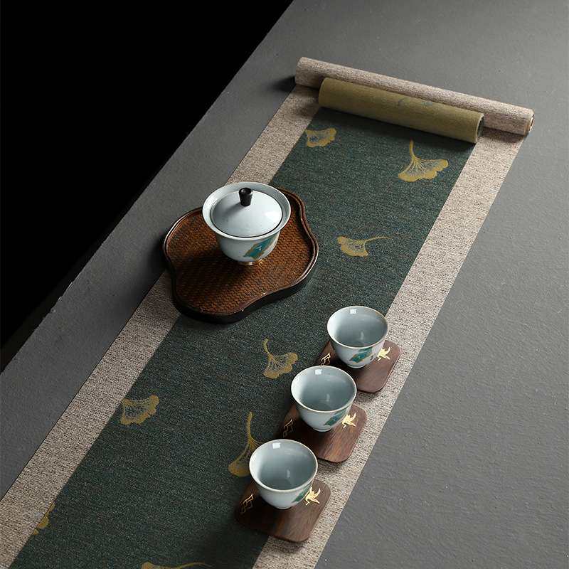桌旗中式禅意茶席茶具配件日式麻布茶垫布艺茶台布垫茶旗茶道用具