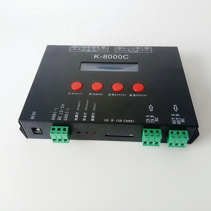K-8000C 可编程幻彩控制器DMX/SPI 自带写码功能内置效果全彩控制