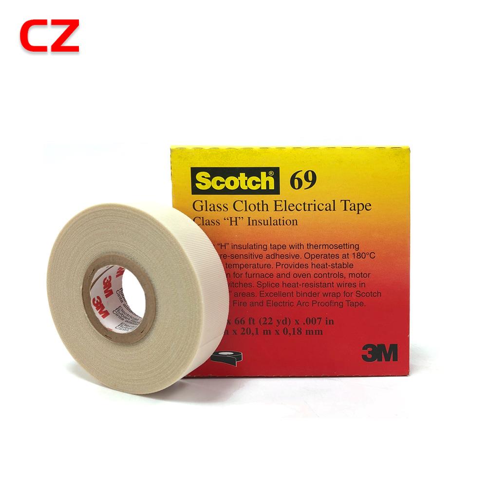 3M69玻璃布胶带 3M绝缘耐高温阻燃白色单面胶带玻璃纤维胶布