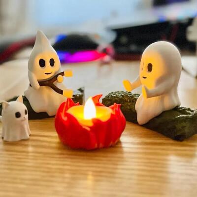 Ghost Campfire Gathering幽灵篝火聚会树脂摆件万圣节装饰