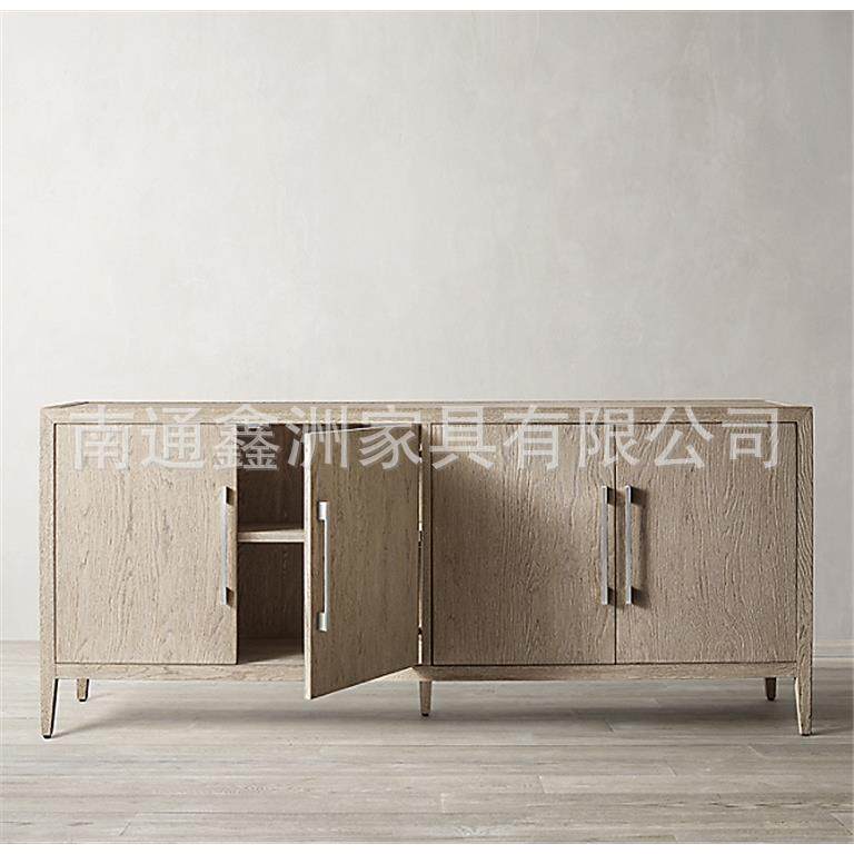美式实木餐边柜法式乡村酒柜民宿四门碗柜收纳柜简约餐厅茶水柜