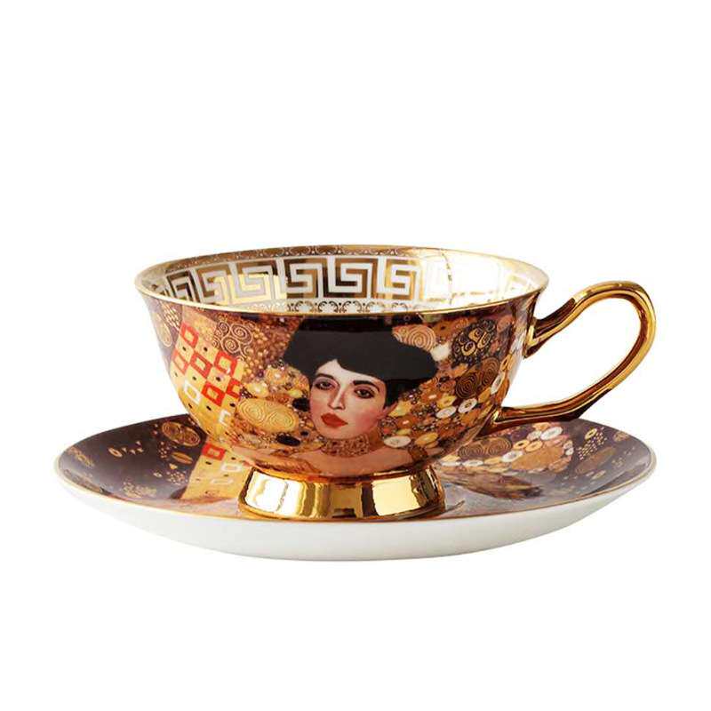 北欧陶瓷咖啡杯碟小奢华咖啡厅高档杯碟名画咖啡杯下午茶骨瓷茶杯