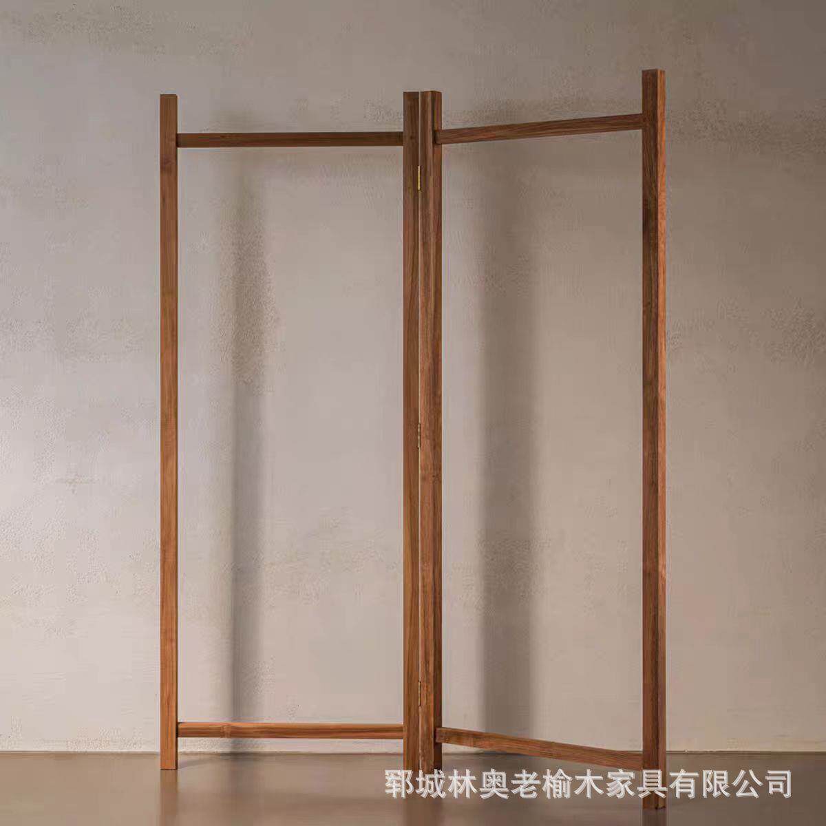 老榆木屏风复古实木入户门办公室隔断架家用装饰品原木可折叠屏风