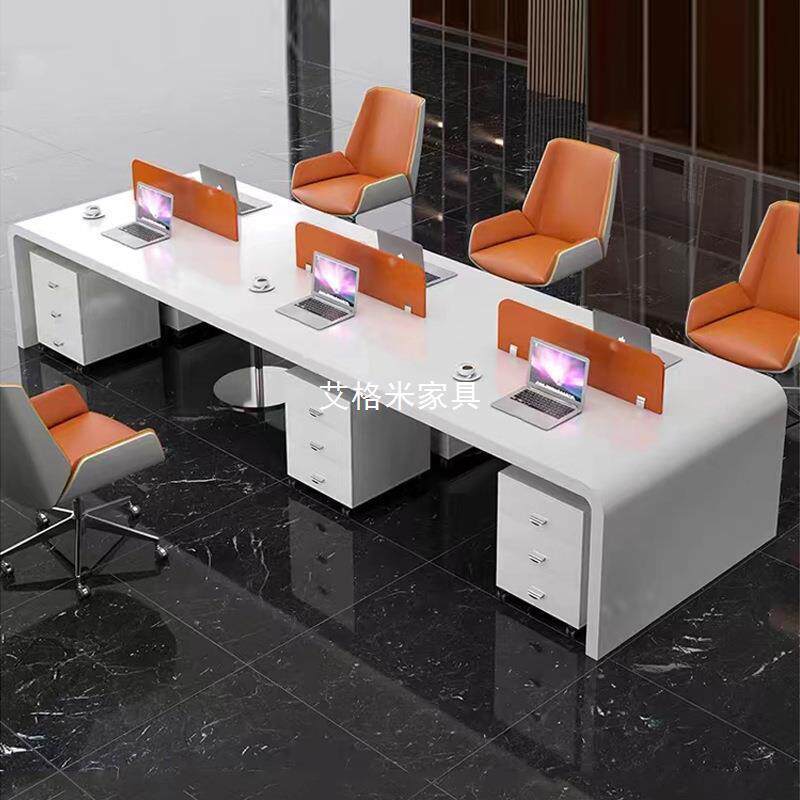 简约现代烤漆职员桌轻奢时尚办公室员工位2/4/6/8人位屏风卡座