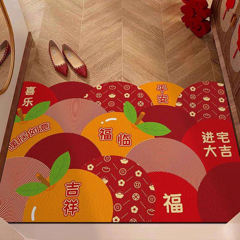 喜庆入户门垫皮革地垫家用进门脚垫可擦免洗地毯大门口防水门垫