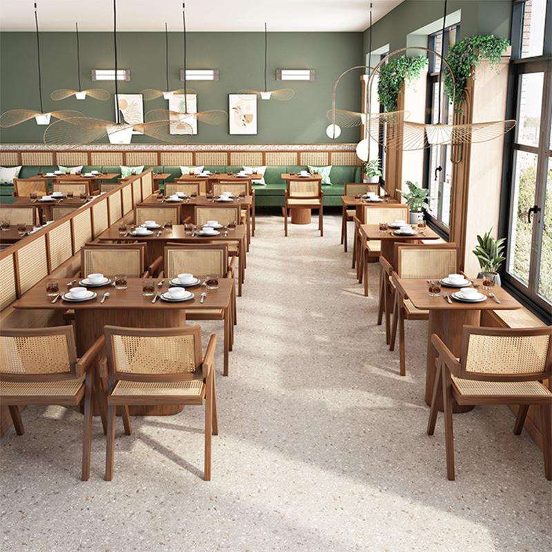 咖啡厅奶茶店扶手桌椅组合音乐餐厅西餐厅料理店餐厅靠墙卡座沙发