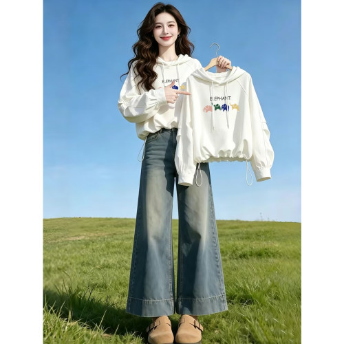 卫衣巨好看下摆抽绳收腰显瘦连帽女秋冬季松弛感小众宽松百1008d
