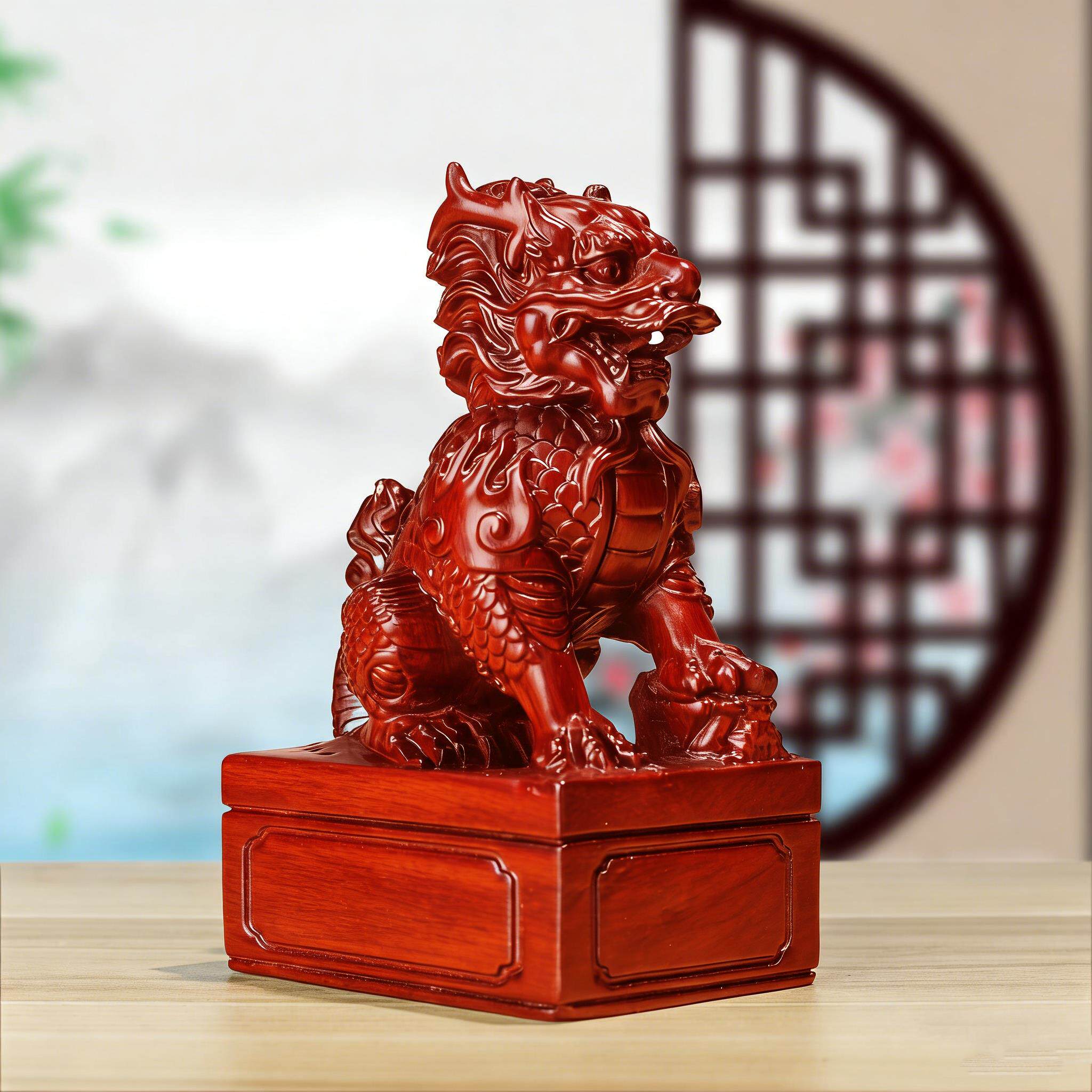 麒麟官印黑檀端花梨木雕刻印章木质玉玺官印私印摆件高摆件可刻字