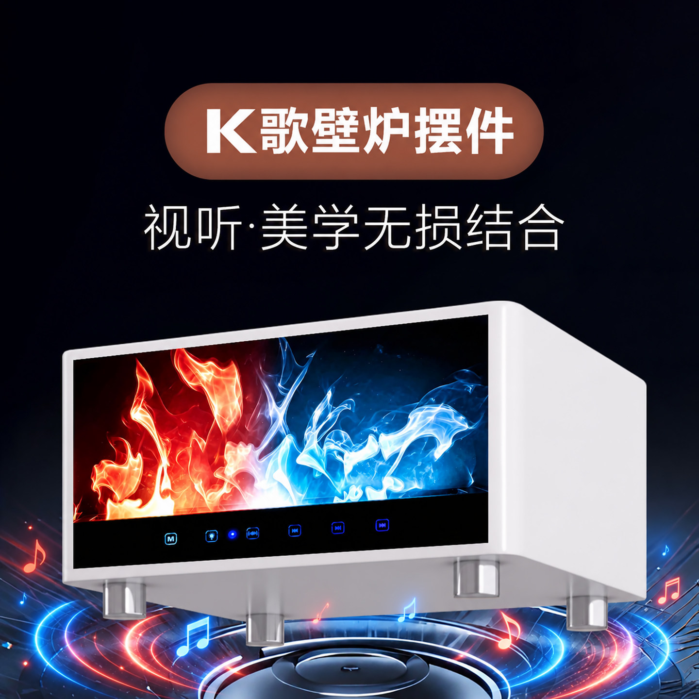 火焰壁炉光影氛围灯现代简约立式装饰灯专业声学完美结合客厅摆件