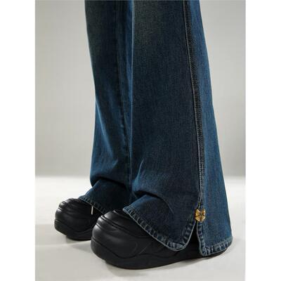 覆古开叉微喇牛仔裤女秋