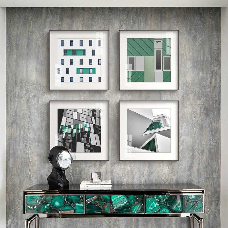 现代简约卧室床头公寓装饰画几何人物挂画高档铝合金画清晰绿色