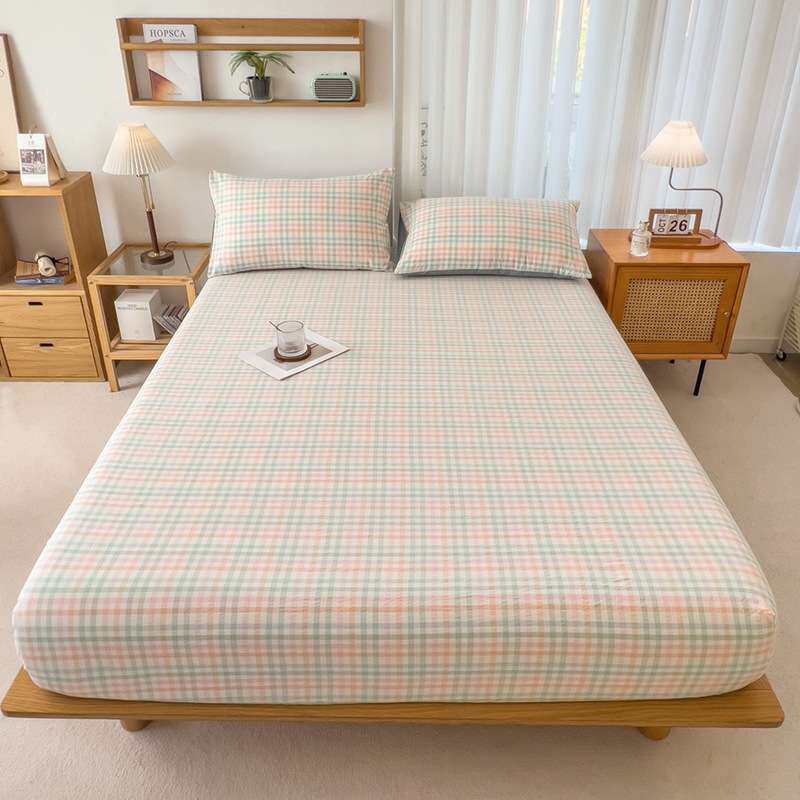 新款色织水洗纯棉床笠单件全棉亲肤宿舍单人被单枕套床笠单品