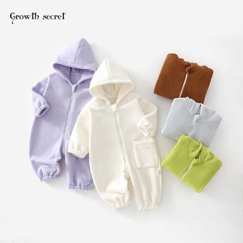 婴儿连帽外出服宝宝复合加绒外穿连体衣秋冬爬服儿童外穿防风哈衣