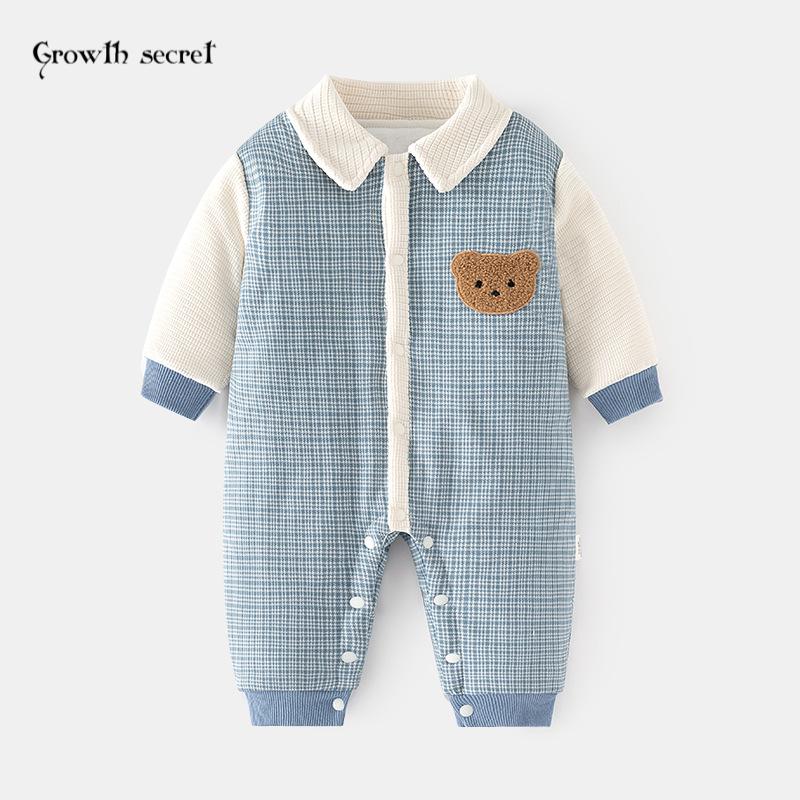 婴儿加厚夹棉连体衣宝宝保暖秋冬无骨哈衣加棉外穿服爬服儿童内衣