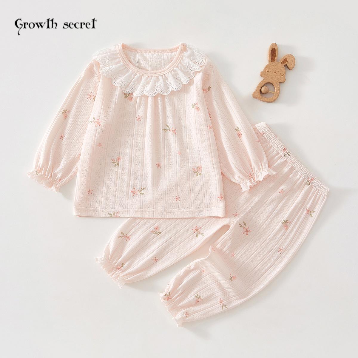 宝宝衣服夏装女童a类6一12月婴幼儿空调服分体套装夏季薄款纤维80