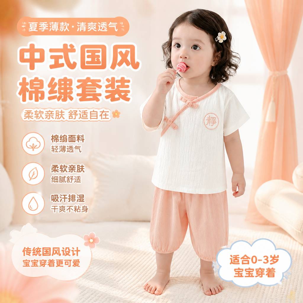 人之初婴儿短袖夏装套装薄款新生纯棉空调服夏季男女宝宝衣服睡衣