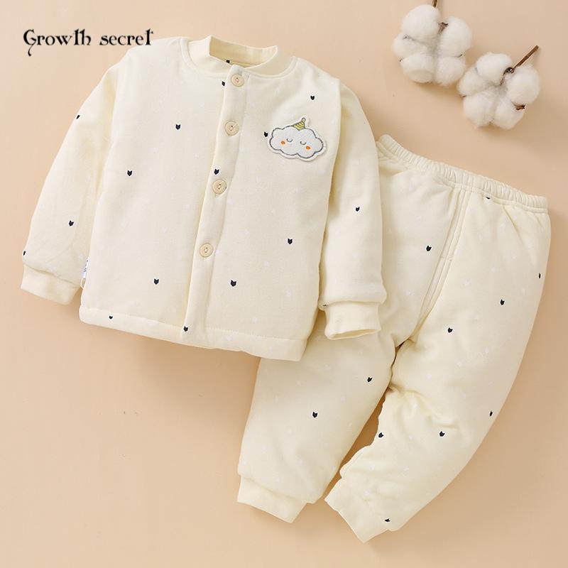 秋冬婴儿内衣纯棉新生儿衣服宝宝保暖无骨加厚夹棉衣棉服分体套装