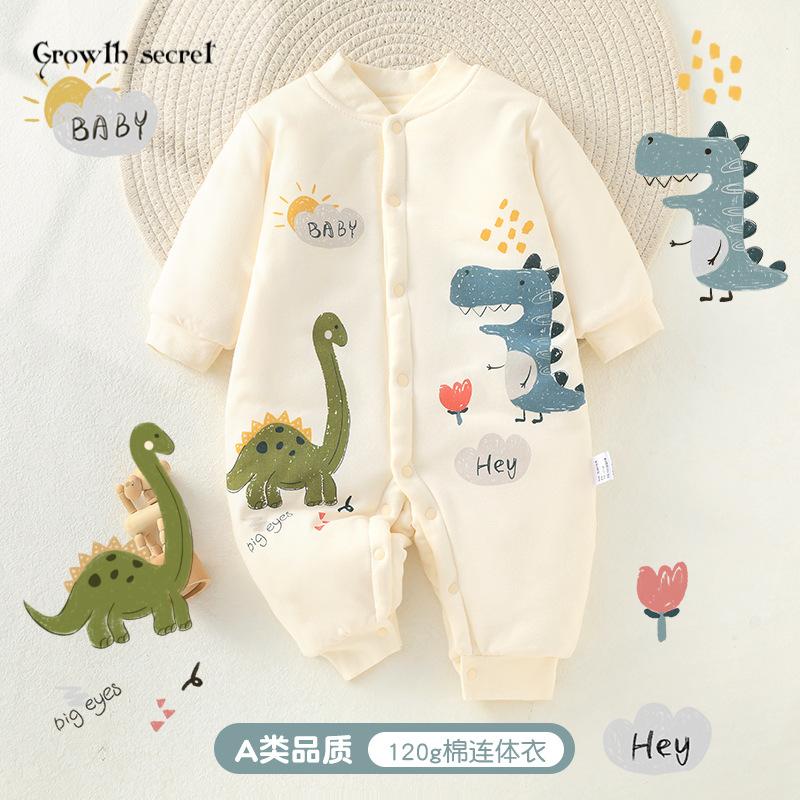 婴儿棉服秋冬夹棉加厚保暖宝宝连体衣a类纯棉新生儿衣服睡衣冬装