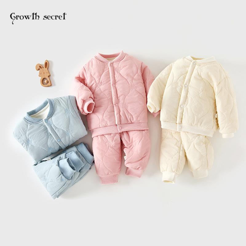 【可开裆】冬季婴儿棉袄套装宝宝开衫夹克棉服棉裤5-18个月分体套