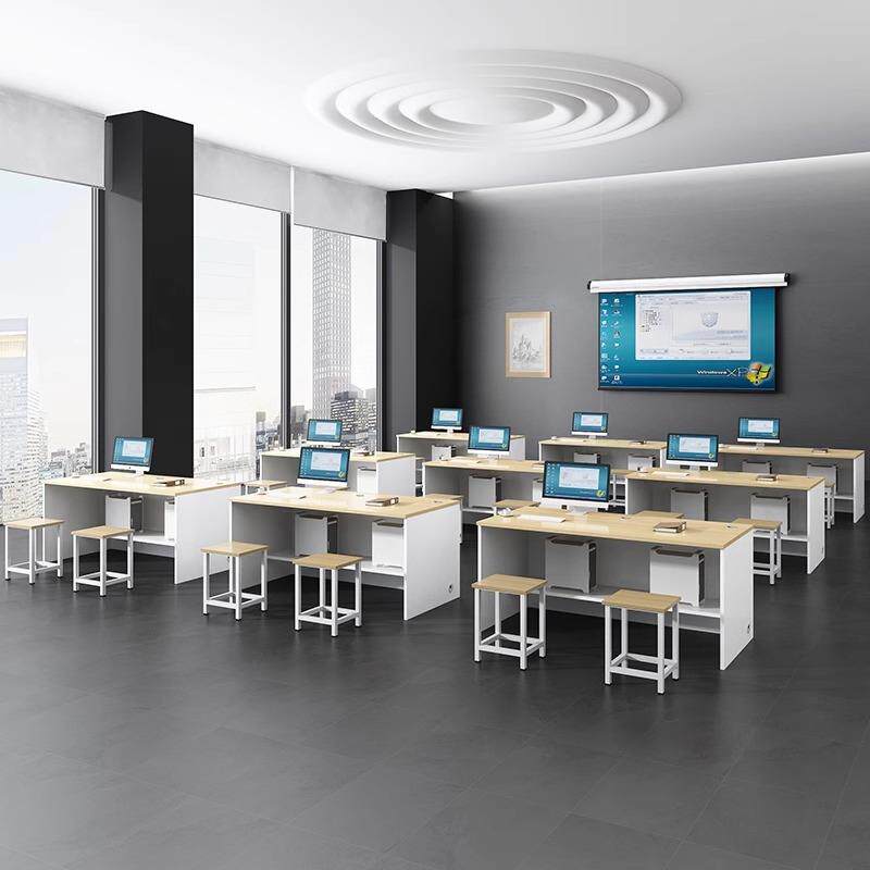 机房电脑桌电脑台式桌中小学生教室微机房双人学生桌椅专用办公桌
