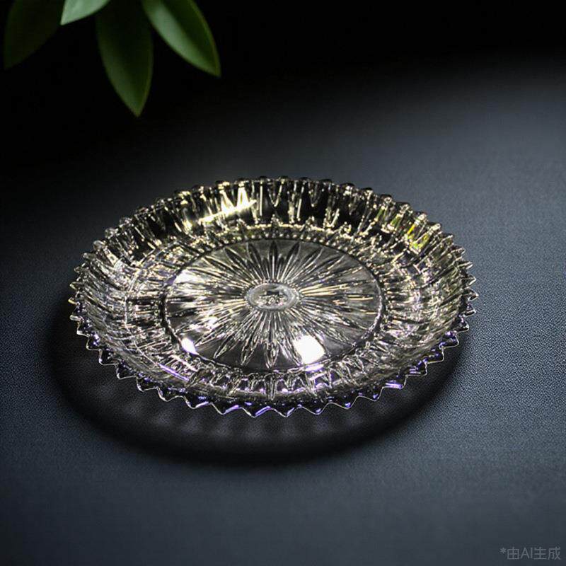 晶鑫餐具水晶玻璃圆型商用盘子甜品台展示盘轻奢水果陈列托盘果盘