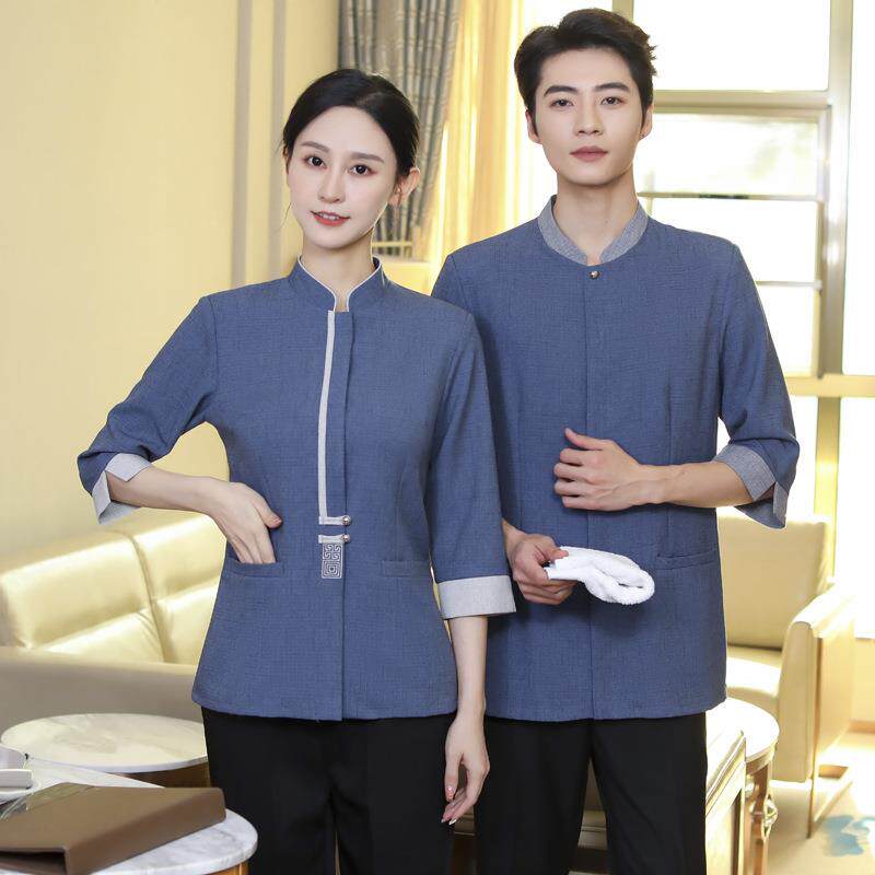 酒店七分袖保洁服套装家政物业清洁员阿姨PA中袖工作服夏季客房女