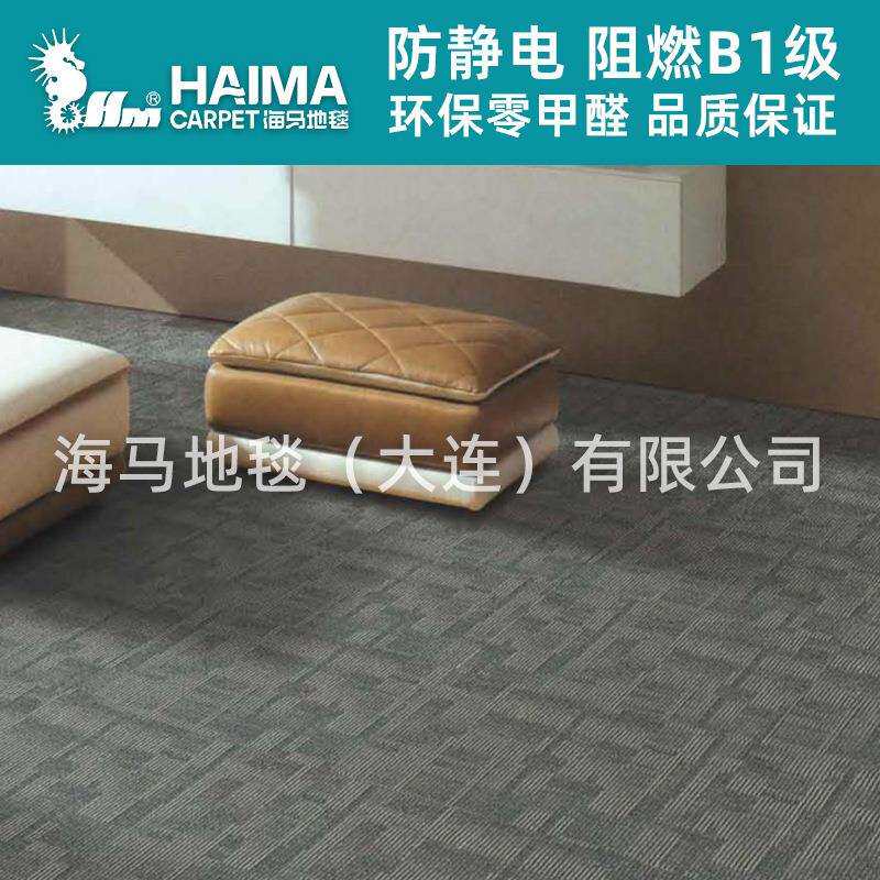 海马家用拼块方块毯PVC底拼接方块地毯商用阻燃满铺写字楼地毯