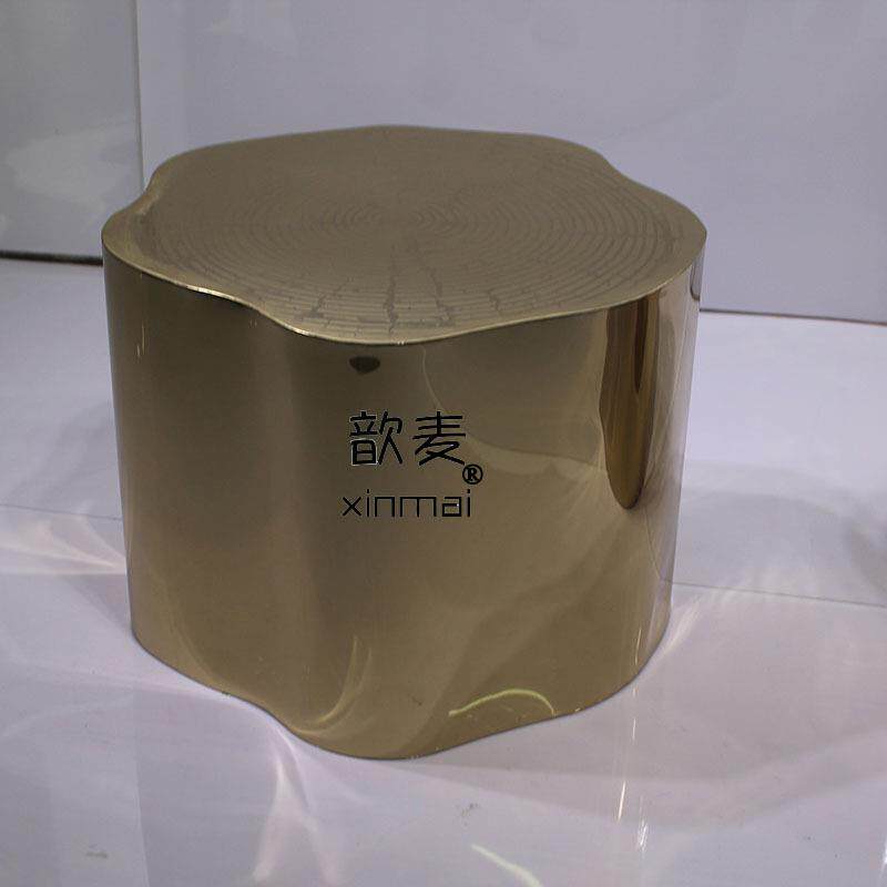 佛山家具歆麦家具圆茶几北欧圆茶几不锈钢圆茶几金色创意酒店茶几