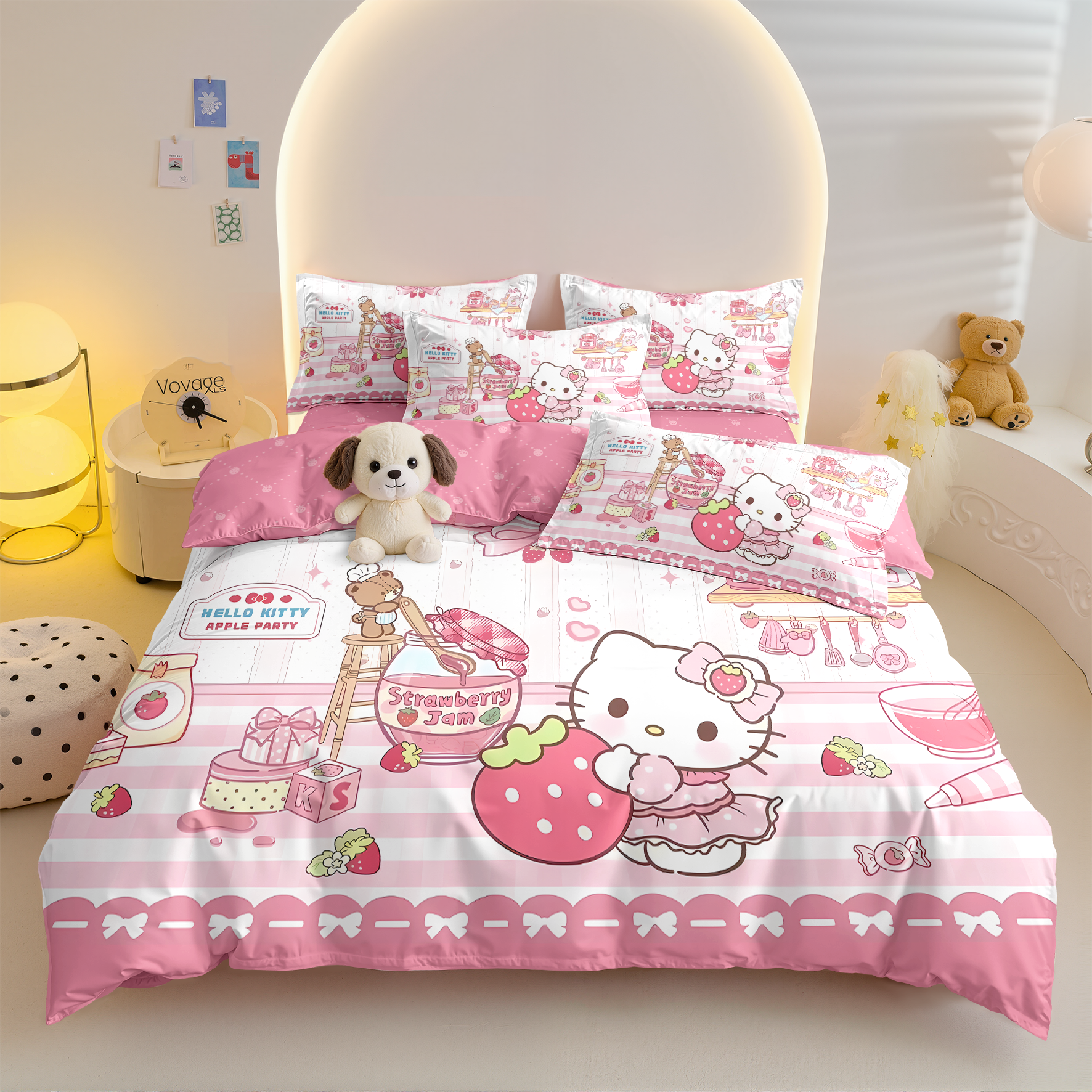 凯蒂猫女孩四件套纯棉全棉hellokitty床单被套儿童宿舍床上三件套