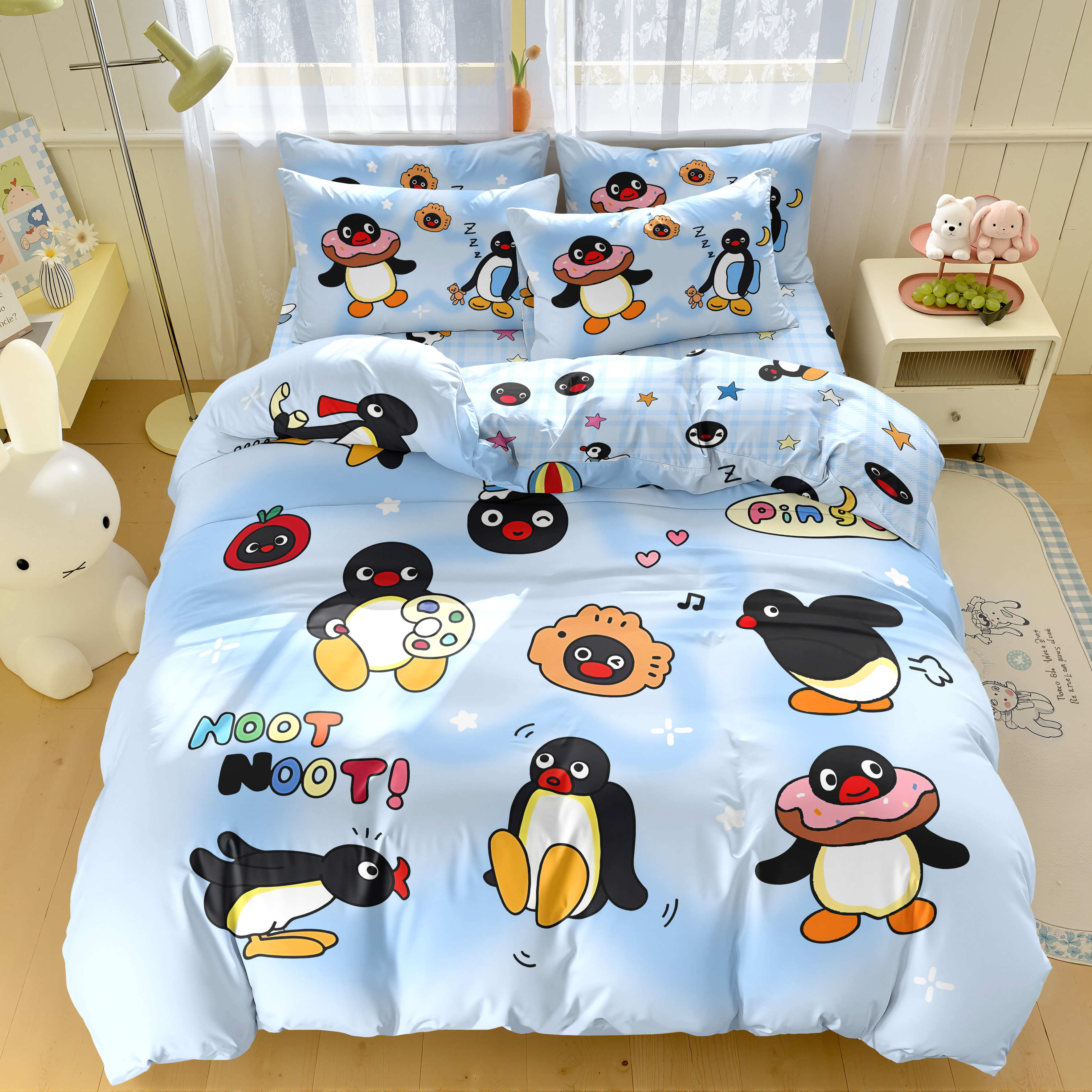 pingu企鹅纯棉卡通宿舍床品套件