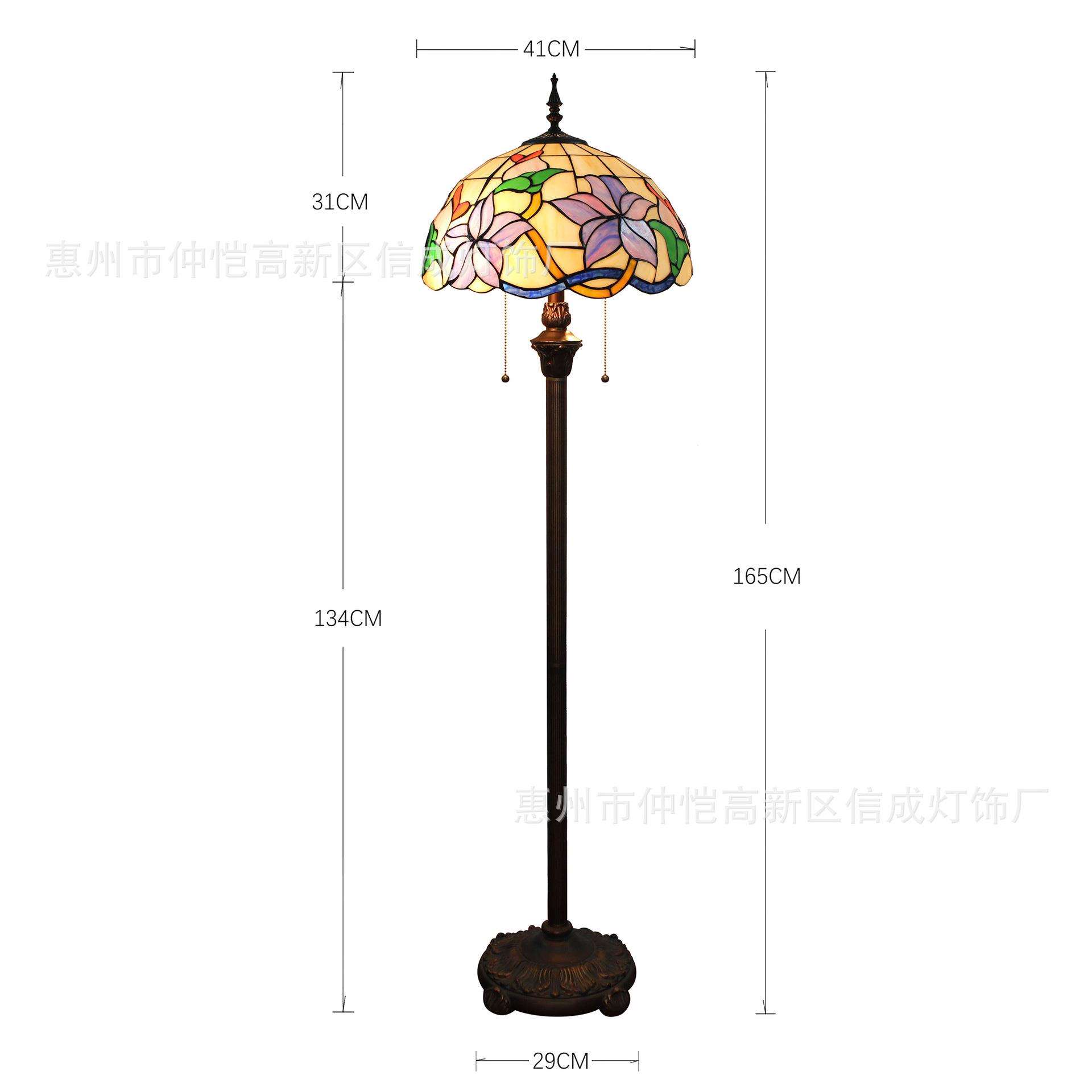 蒂凡尼彩色玻璃落地灯餐厅酒吧咖啡厅卧室书房粉紫色百合花站立灯