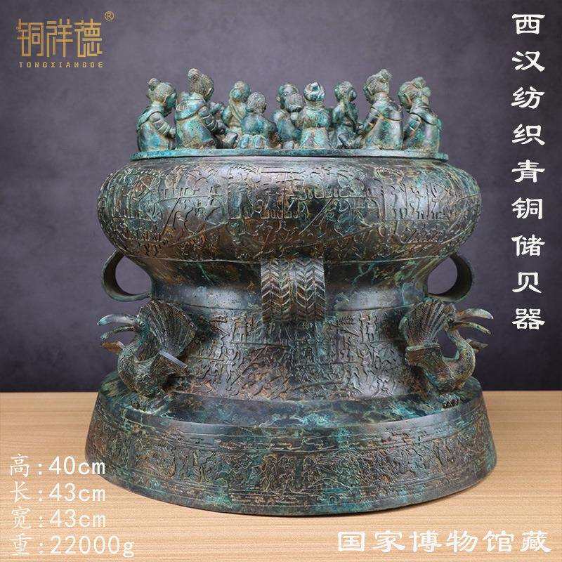 古青铜器五牛一鼓贮贝器做旧储备器收藏品摆件博古架博物馆送礼