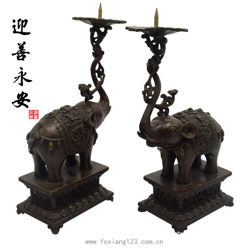 纯铜雕塑大象蜡台铜雕工艺品摆件创意家居铸铜艺术铜雕像摆件