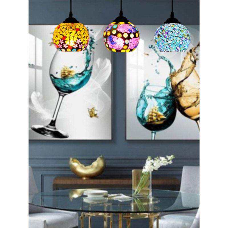 ３头餐吊灯简约现个性酒吧吊灯地中海客厅蒂凡尼手工卧室吧台灯