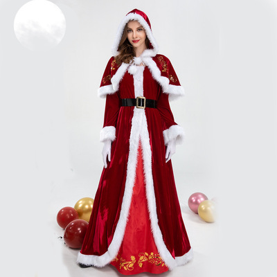 2026新款圣诞节服装欧美cosplay圣诞女王长裙圣诞老人情侣