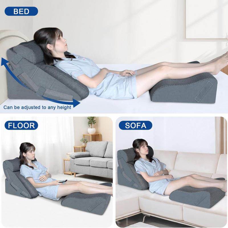 4件装床边睡眠楔形枕头套装缓解颈背酸痛