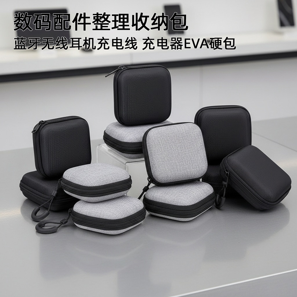 数码收纳包EVA硬包旅行便携整理收纳盒蓝牙耳机充电线保护拉链包