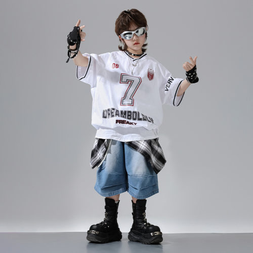 2026新款嘻哈儿童街舞潮服套装男童酷帅短袖少儿hiphop潮牌