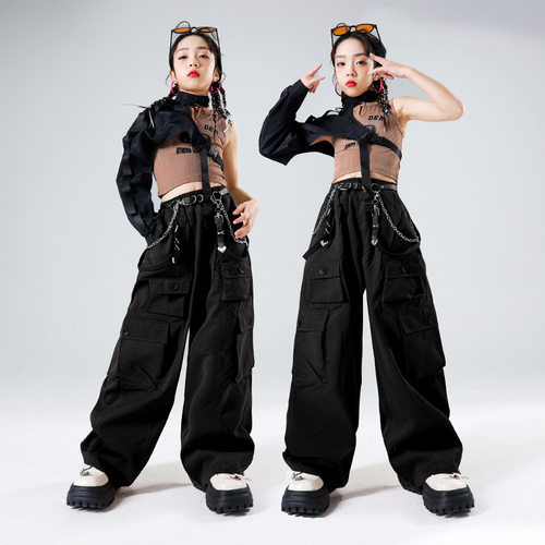 2026新款女童爵士舞演出服儿童街舞嘻哈套装女团炸街走秀潮装模特