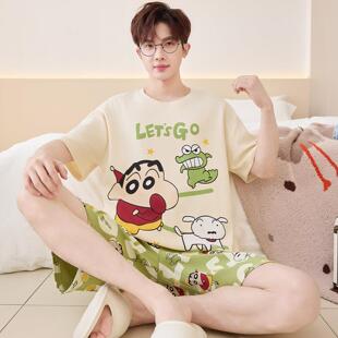 芬腾睡衣男款短袖夏季2026新款纯棉大码青少年薄款卡通家居服套装