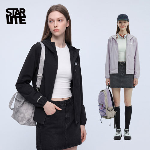 反光连帽防泼水软壳外套女