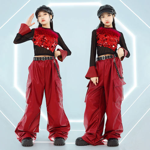 2026新款爵士舞服装女童潮酷皮衣儿童走秀jazz女团舞蹈服少儿