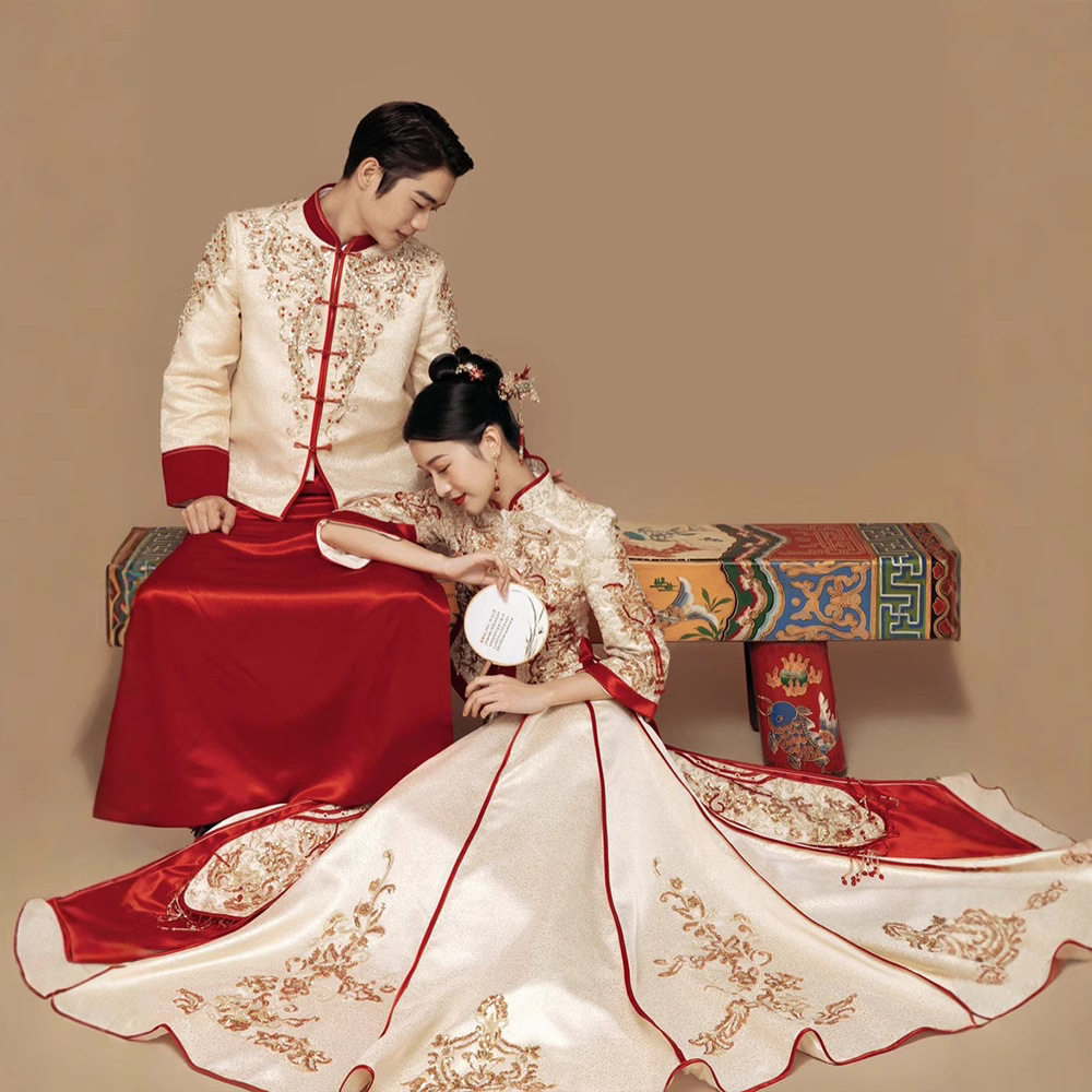 2026新款金色秀禾服新娘结婚中式婚纱修身龙凤褂出阁嫁衣夏季